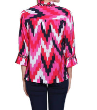 Multiples - Ruffle Collar Printed Top