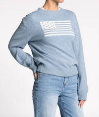 Thread & Supply Allegiance Wool Blend Sweater in heather blue - women's sweater - detail view