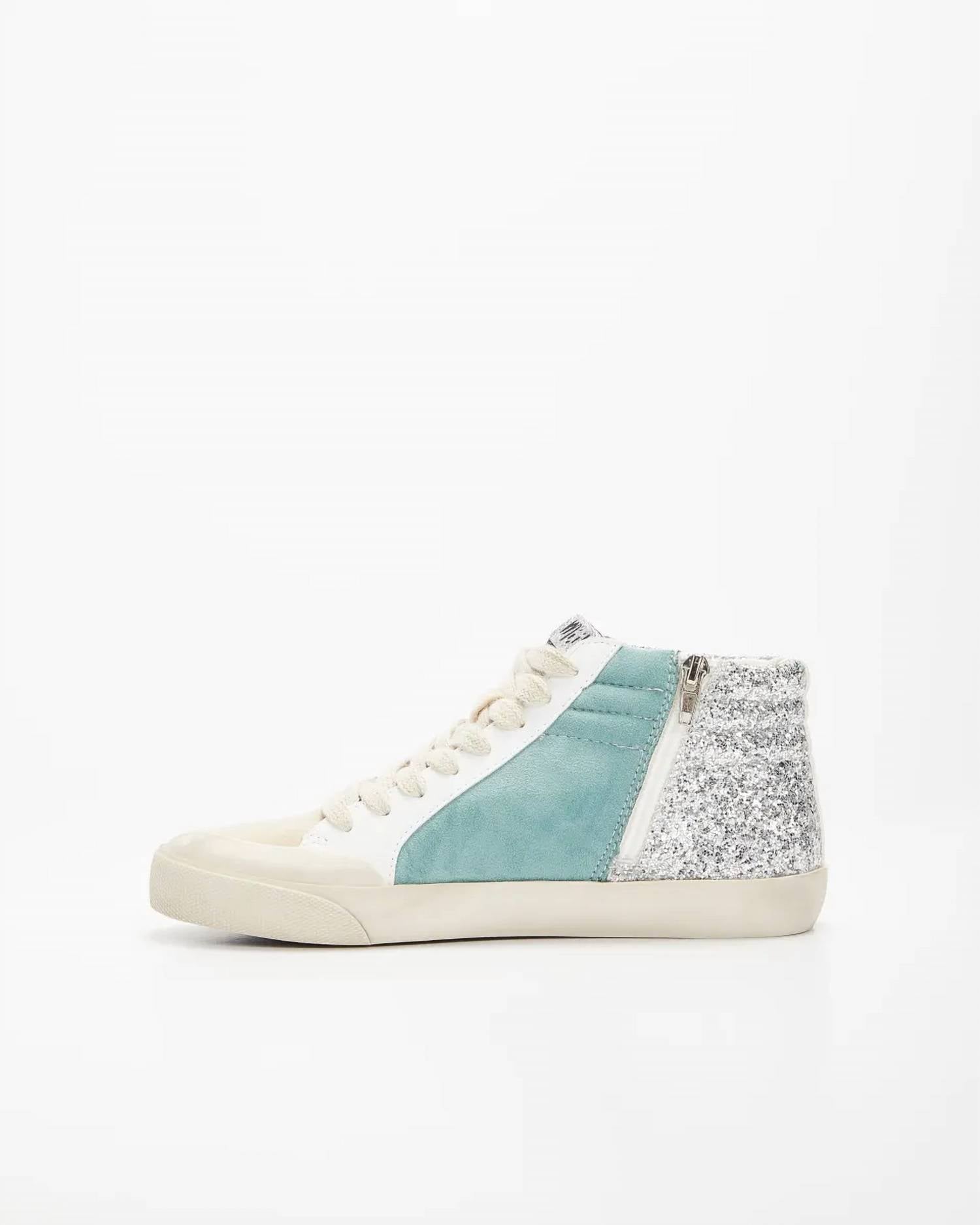 Miim - Women's Kyle Rubber Lace-up Glitter Leather Sneakers
