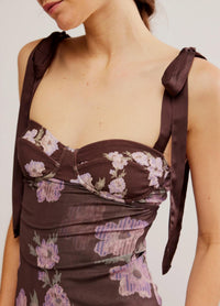Free People Printed got glam slip dress in chocolate combo - women's dress - view 4