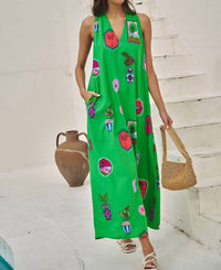 Sugarlips - Tropical Postcard Halter Neck Maxi Dress