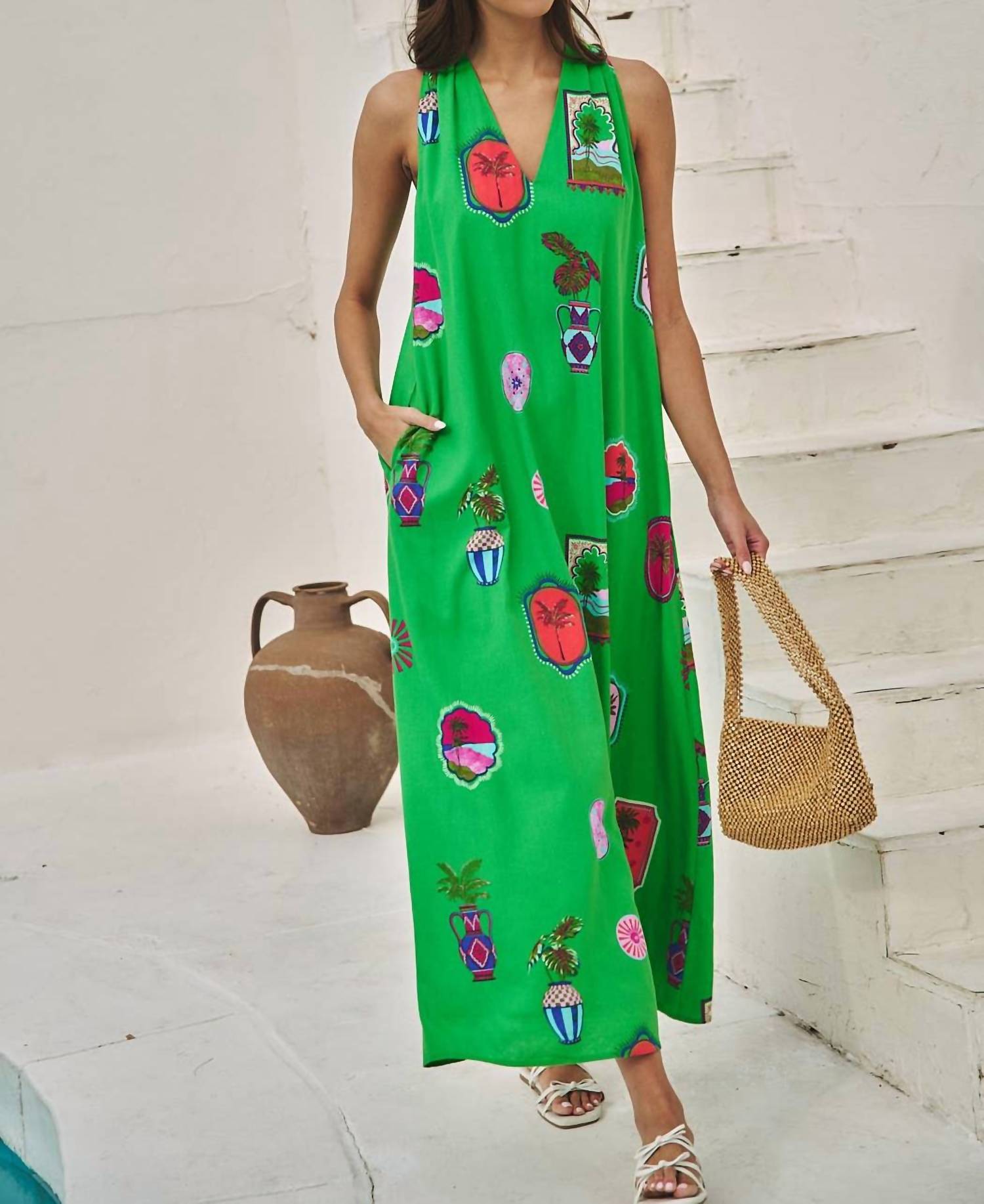 Sugarlips - Tropical Postcard Halter Neck Maxi Dress