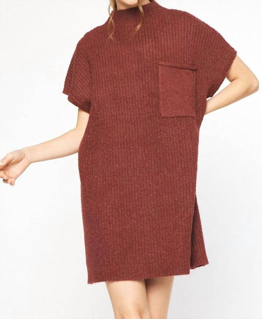 Entro - Mock Neck Sweater Knit Dress