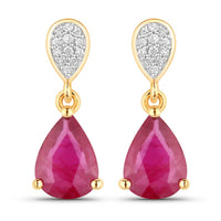 Diana M Jewels - Women's Pear Natural Ruby Stud Earrings (2.46 Ct) - Classic Plus