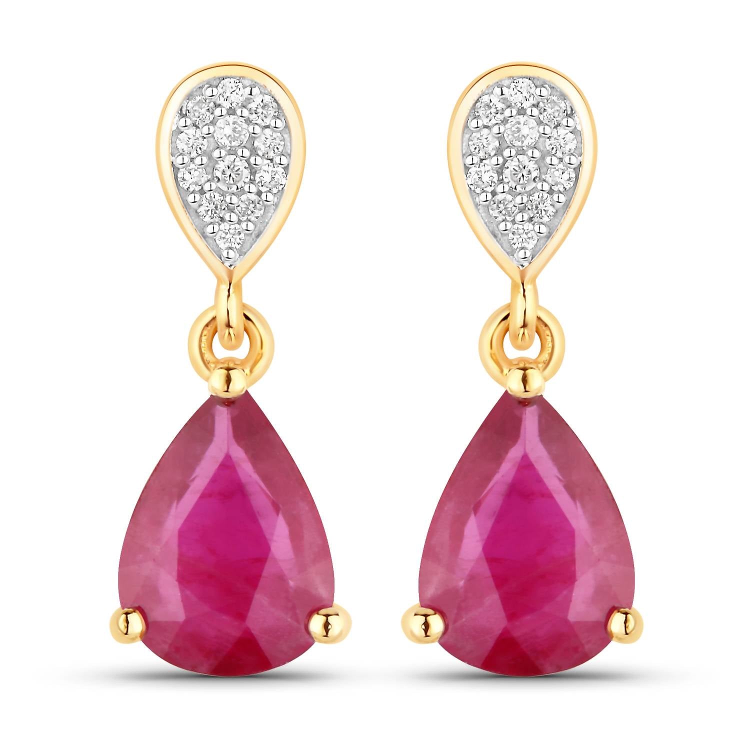 Diana M Jewels - Women's Pear Natural Ruby Stud Earrings (2.46 Ct) - Classic Plus