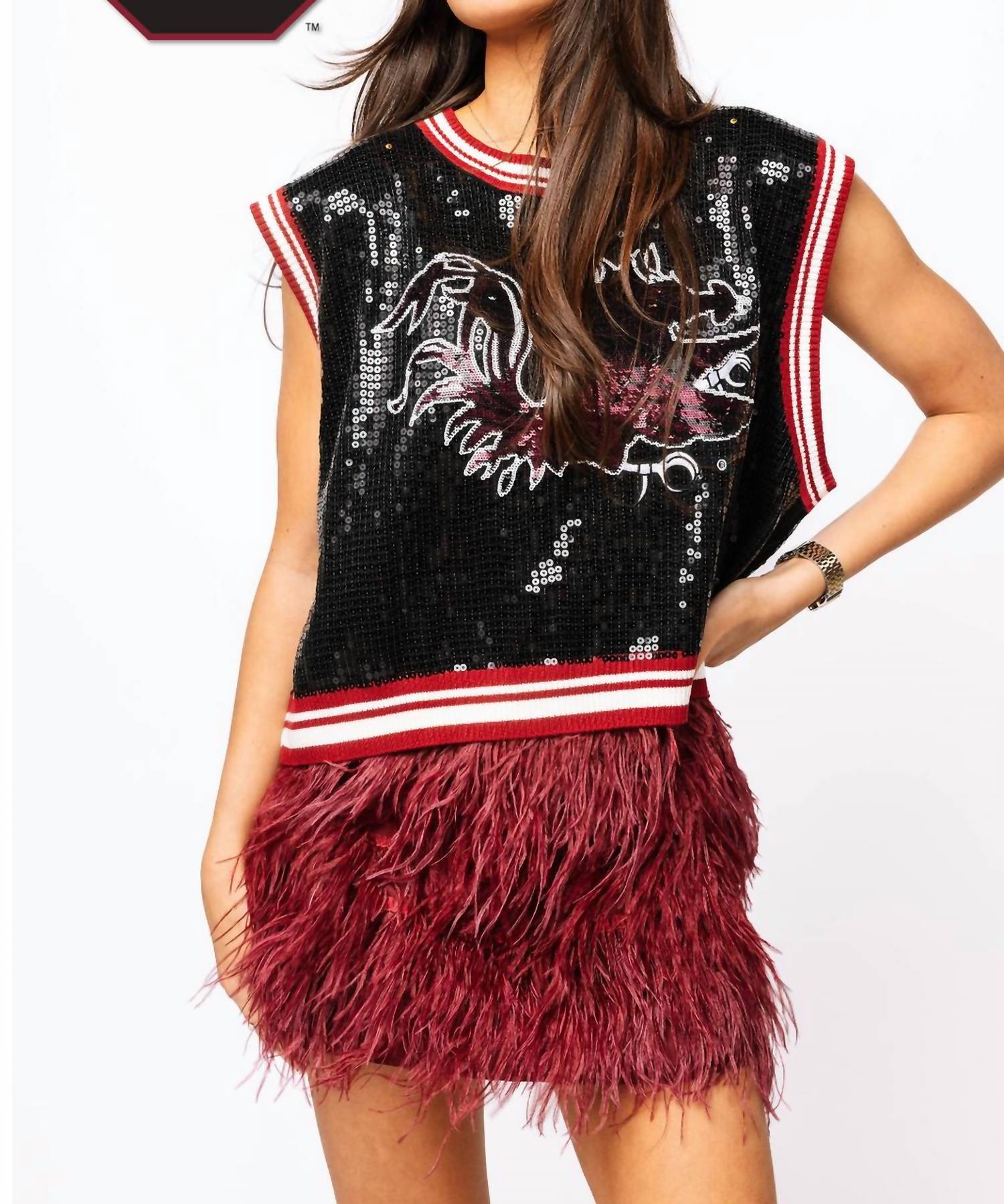 Queen Of Sparkles - Usc Full Sequin Mascot Tank Top