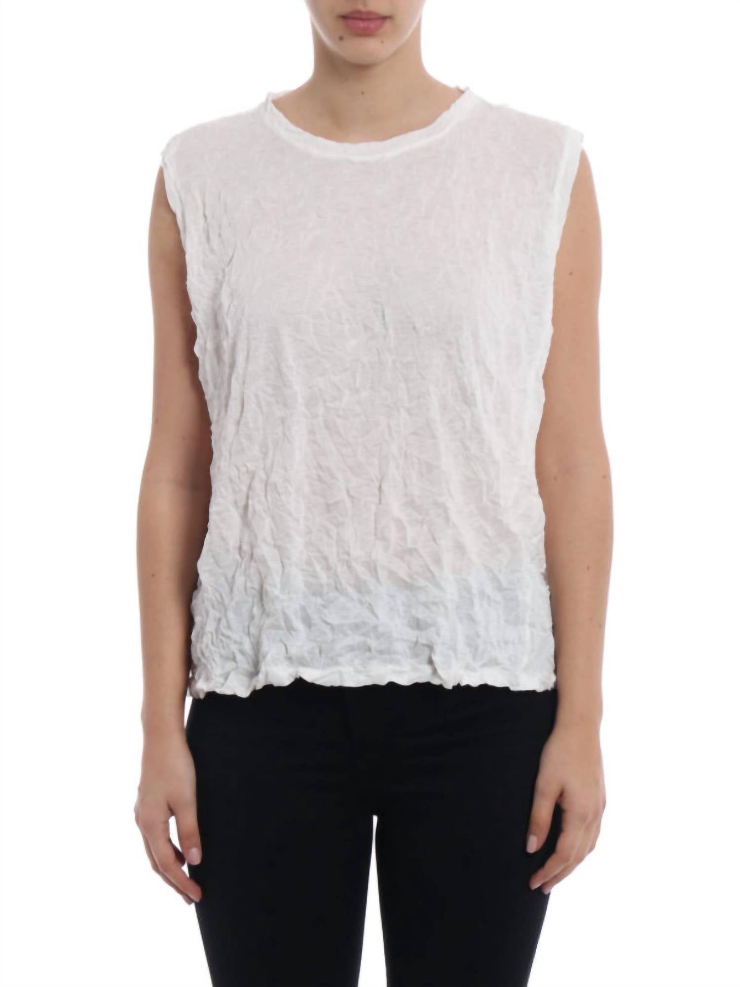 Shana Apparel Crinkle Shell Top in white - women's tank top