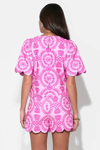 Adelyn Rae - Hadley Square Neck Embroidery Scallop Top