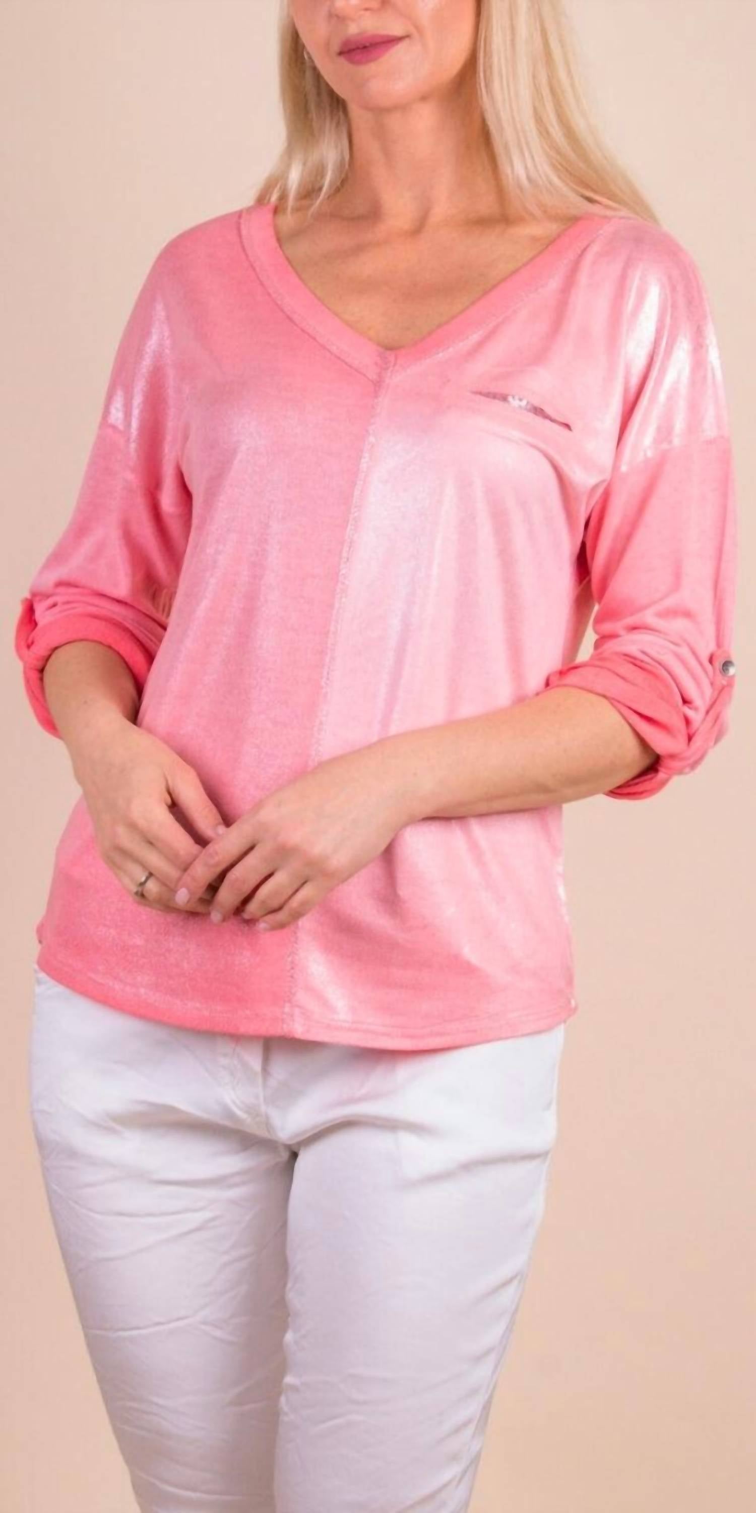 Gigi Moda - Piamo Two Tone V-neck Knit Top