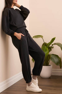 TRIBAL Long Sleeve Combo Top in black - women's long sleeve top - alternate view