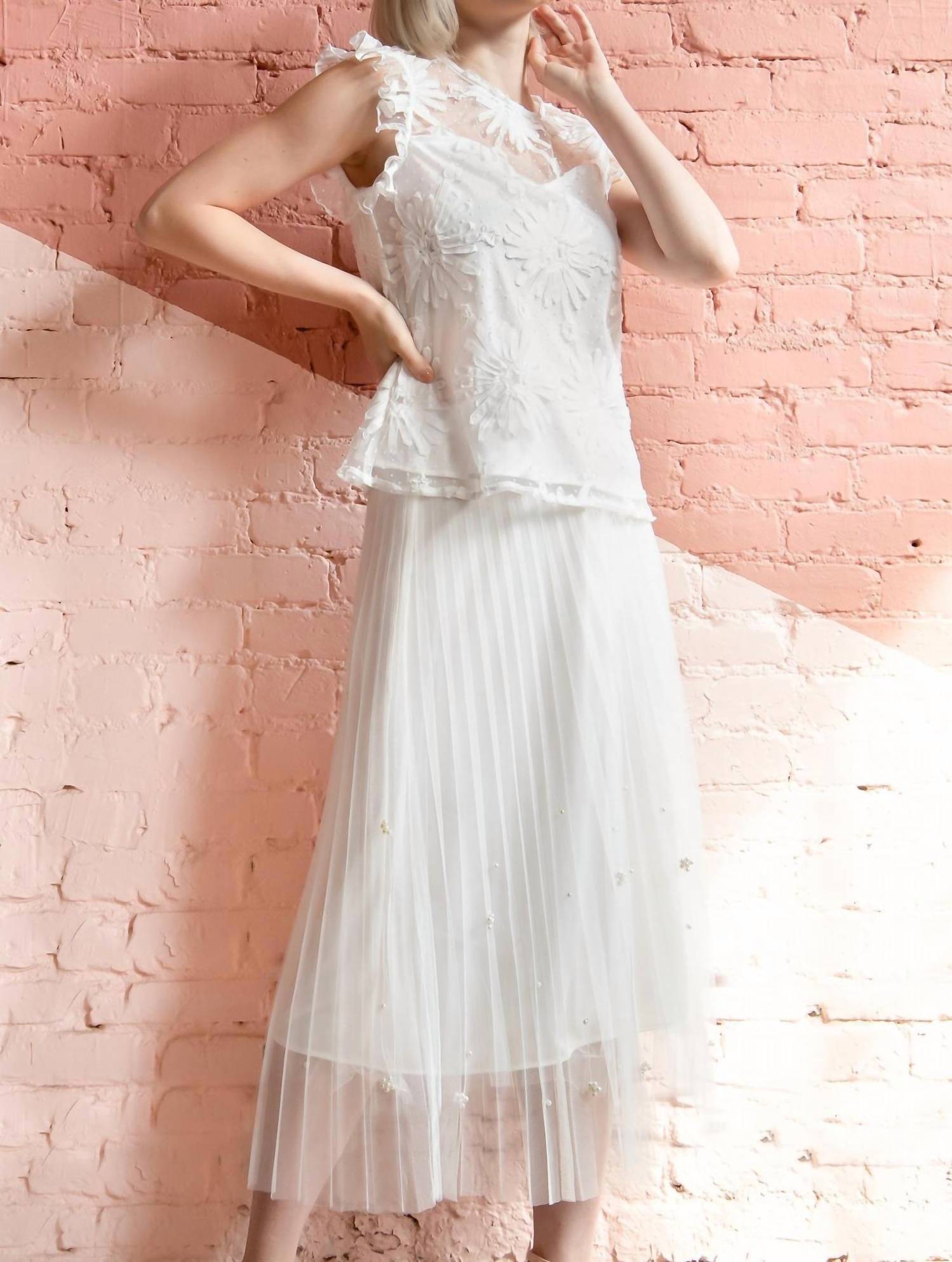 Eva Franco - Lila Pearl Tulle Midi Skirt