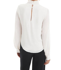 Krisa - Asymmetrical Keyhole Turtleneck Blouse