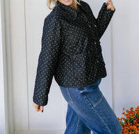 Polygram Miley Polka Dots Quilted Jacket in black - women's jacket - alternate view