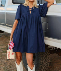 &Merci - Georgia Pleated Cotton Mini Dress With Flared Sleeves