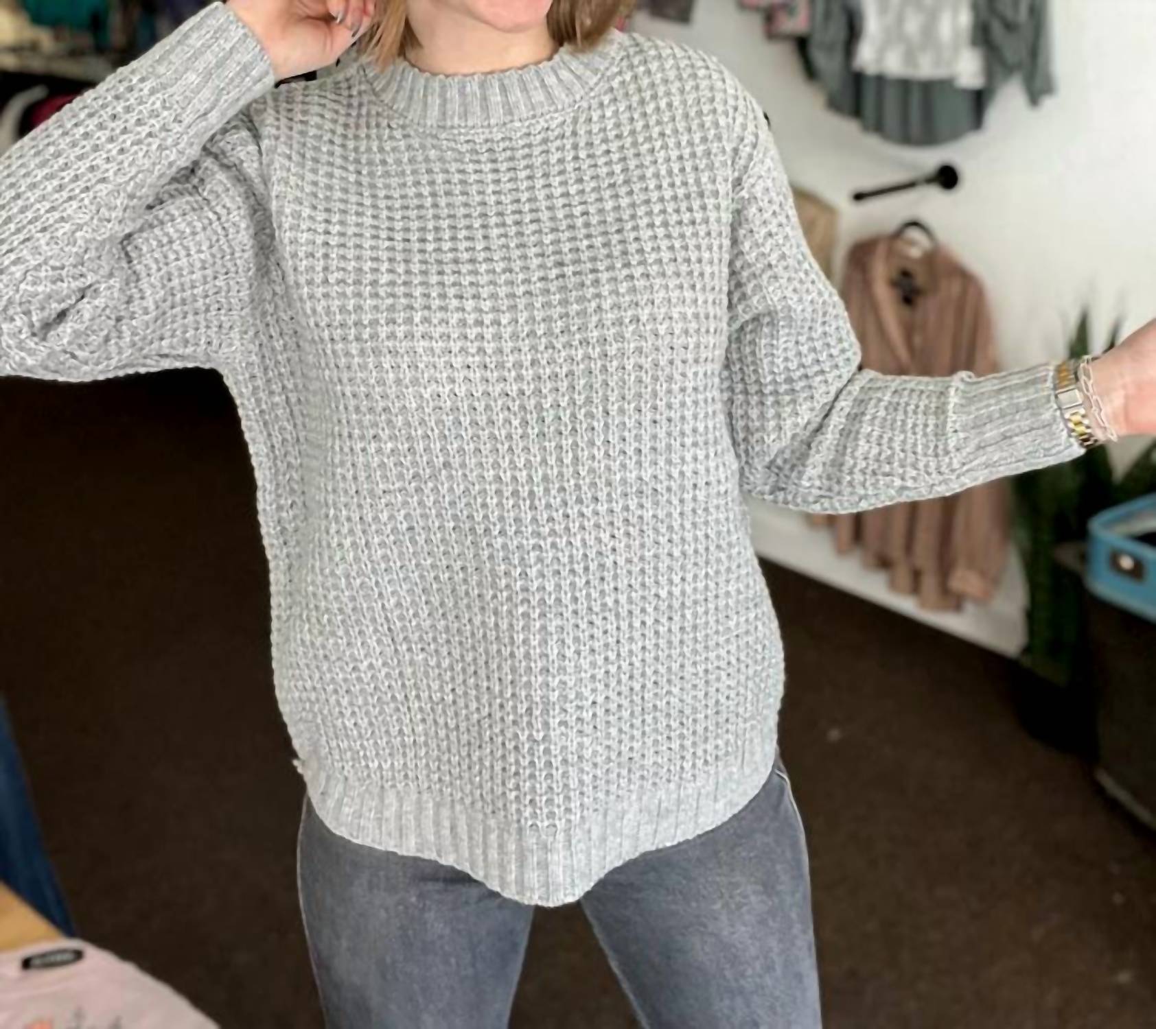 Zenana - Women's Feeling Flawless Waffle Knit Sweater