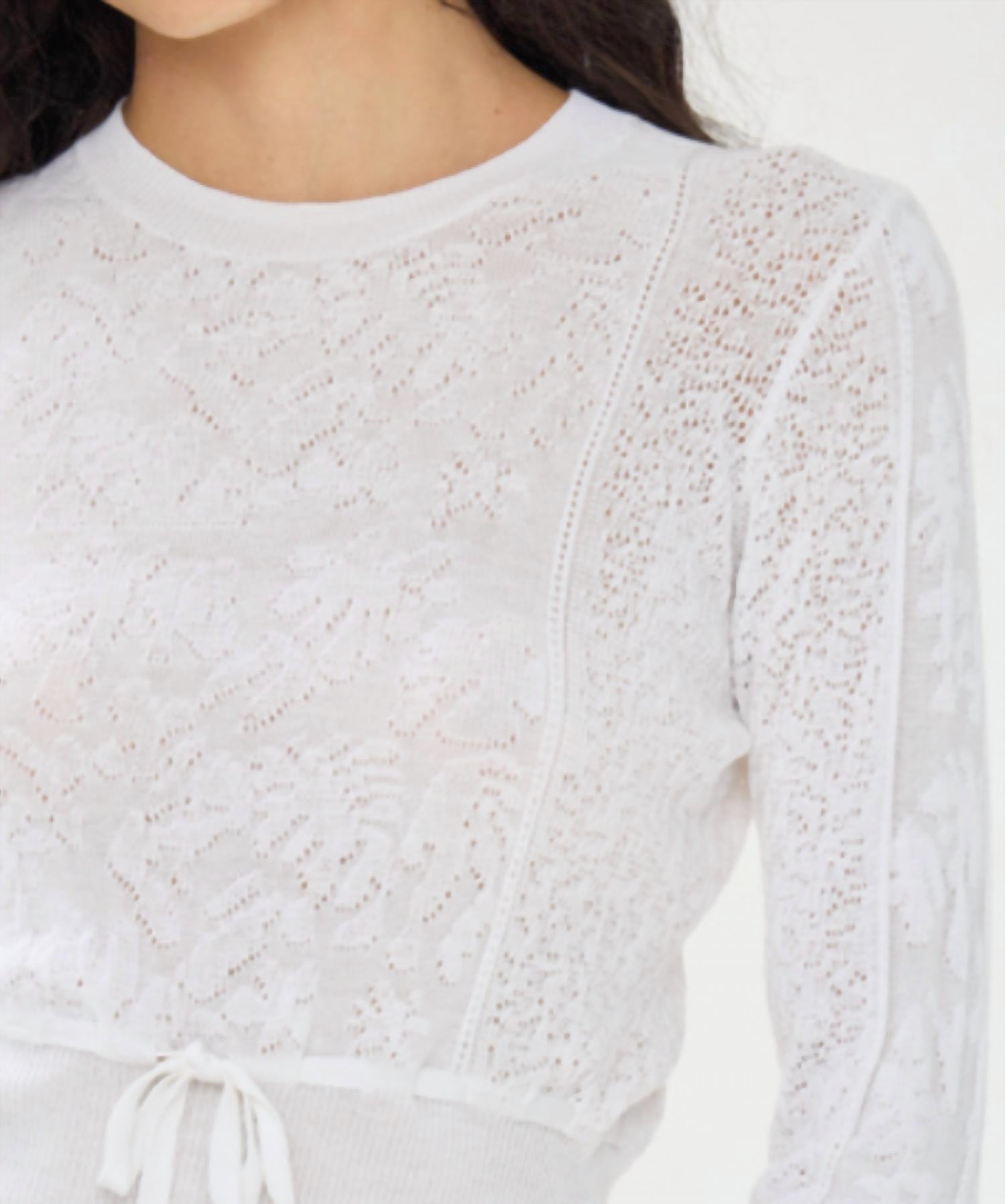 Autumn Cashmere - Lace Pattern Crewneck Top