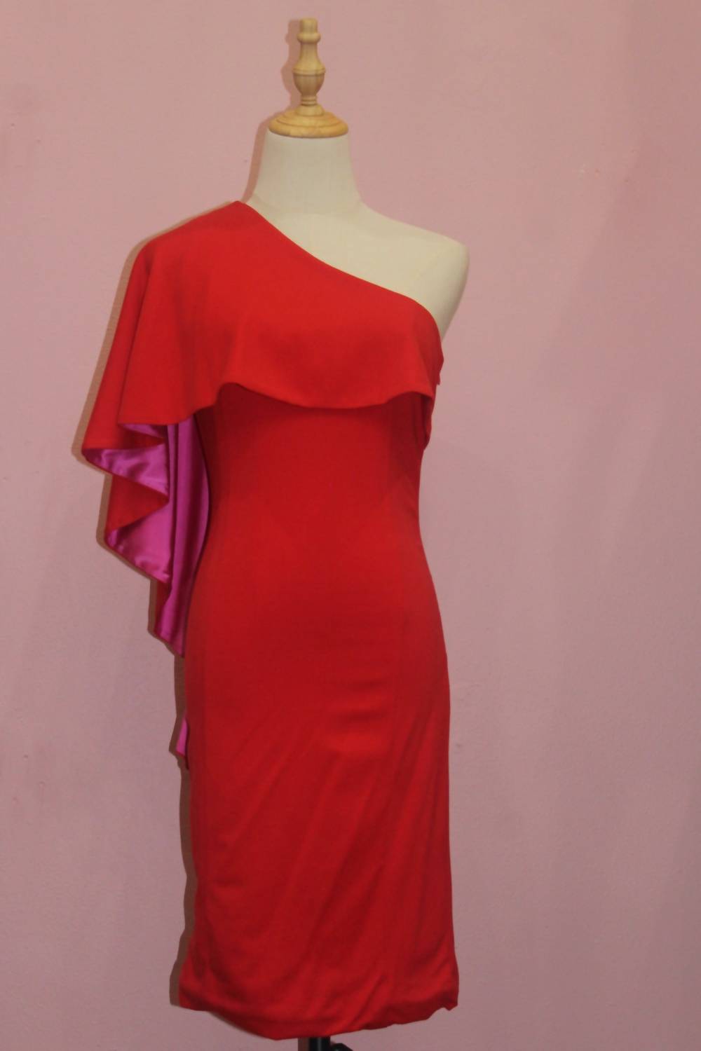 Simona Maghen Women's Shero Asymmetric Dress in red fuschia - women's dress