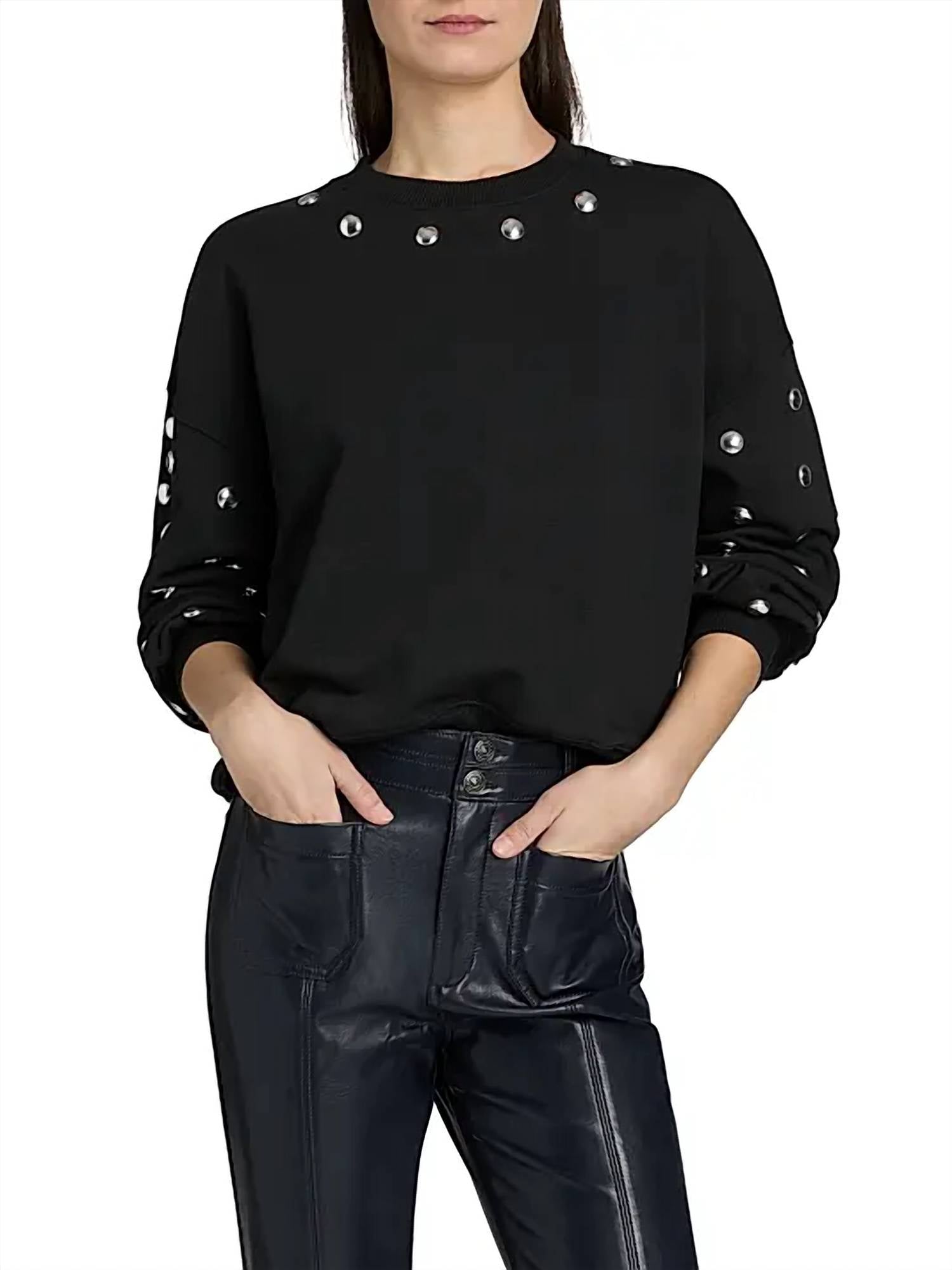 Cinq A Sept - Studded Sleeves Brandy Pullover Sweatshirt