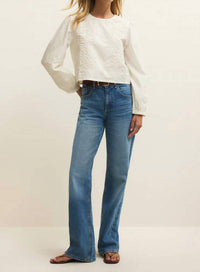 Z Supply Women's Tatiana Embroidered Top in white - women's long sleeve top