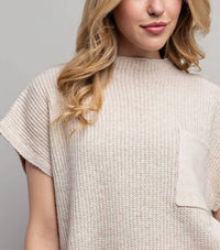 Sweet Generis - Rib-knit Short Sleeve Sweater