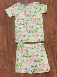 Sweet Bay Clothing Girl's Zoo Two Piece Pajama Short Set in multi - item - alternate view