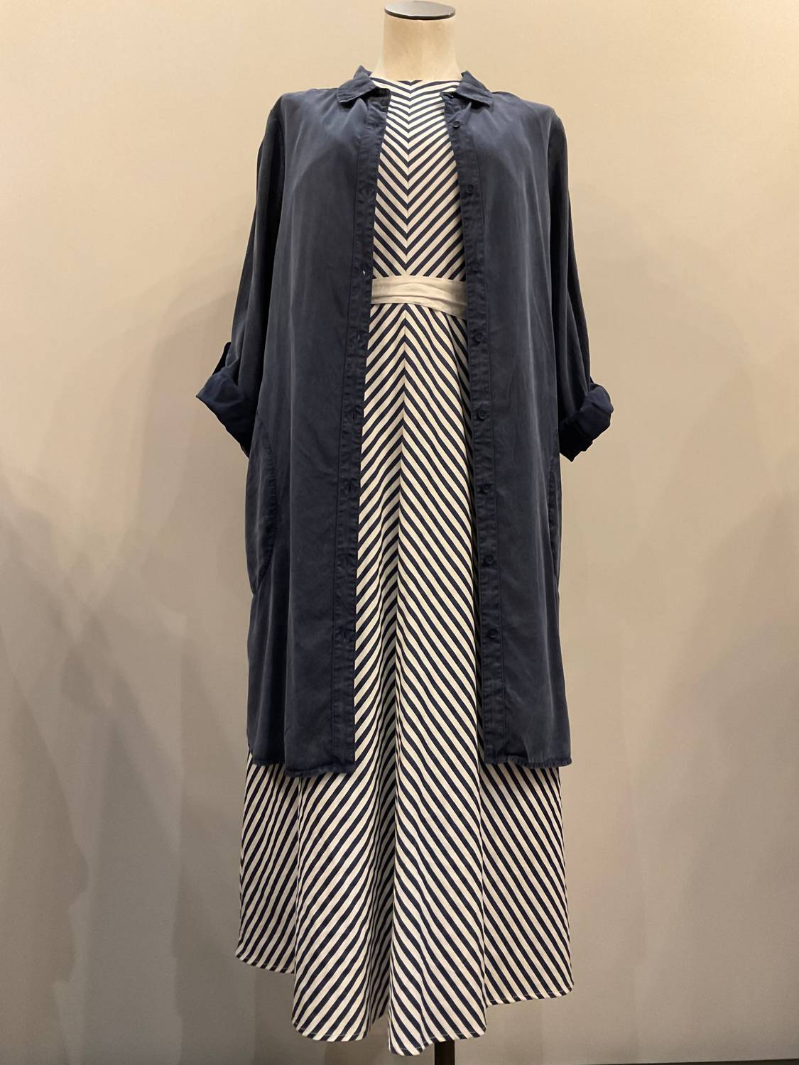 Mododoc - Women's Roll-up Long Sleeve Shirt Dress