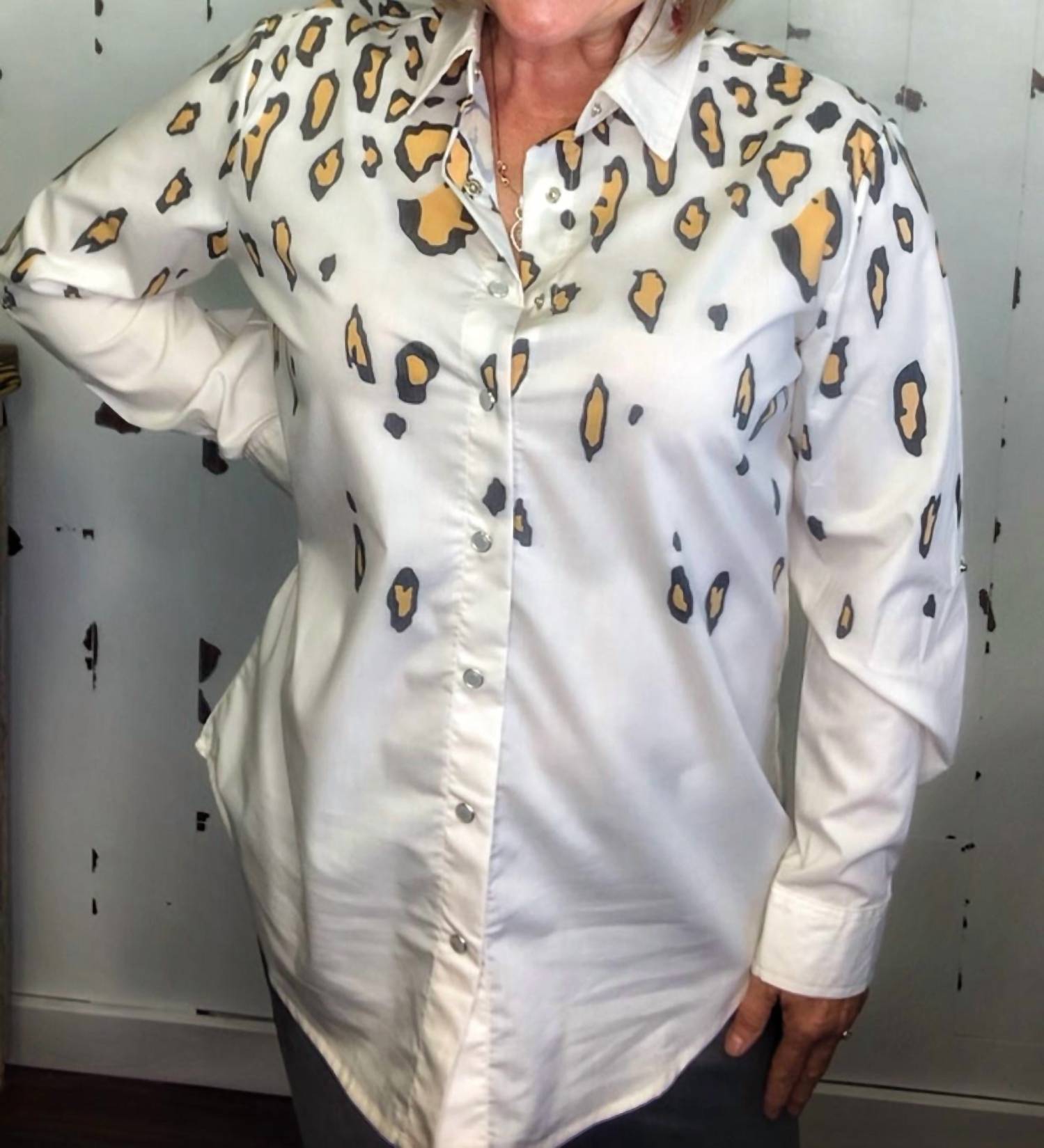 Lucky & Blessed - Cheetah Button Up Top