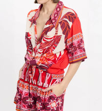 Miss June Paris Women's Reese Shirt in red - women's blouse - detail view