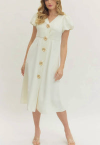 Entro - Puff Sleeve Midi Dress