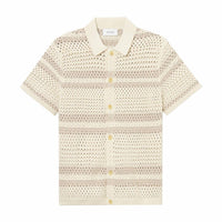 Les Deux Gianni Short Sleeve Knit Shirt in beige - men's shirt - alternate view