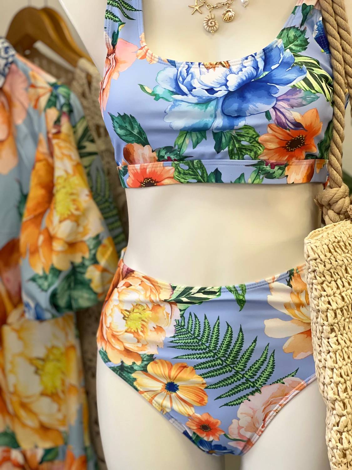 TFY Collection Tropical Summer Two Piece Swim Set in blue - women's swimwear - view 4