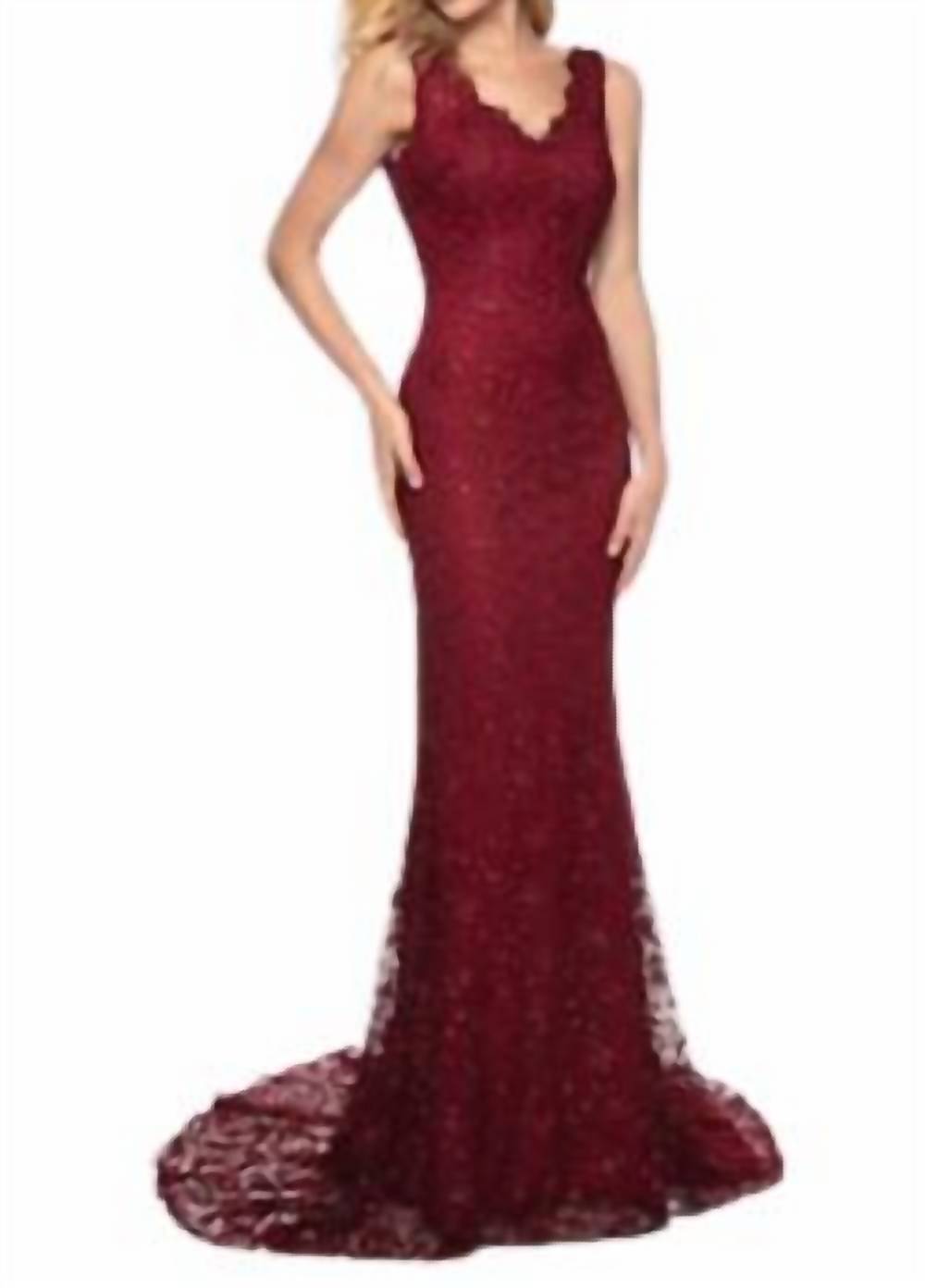Lucci Lu - Burgundy Lace Gown
