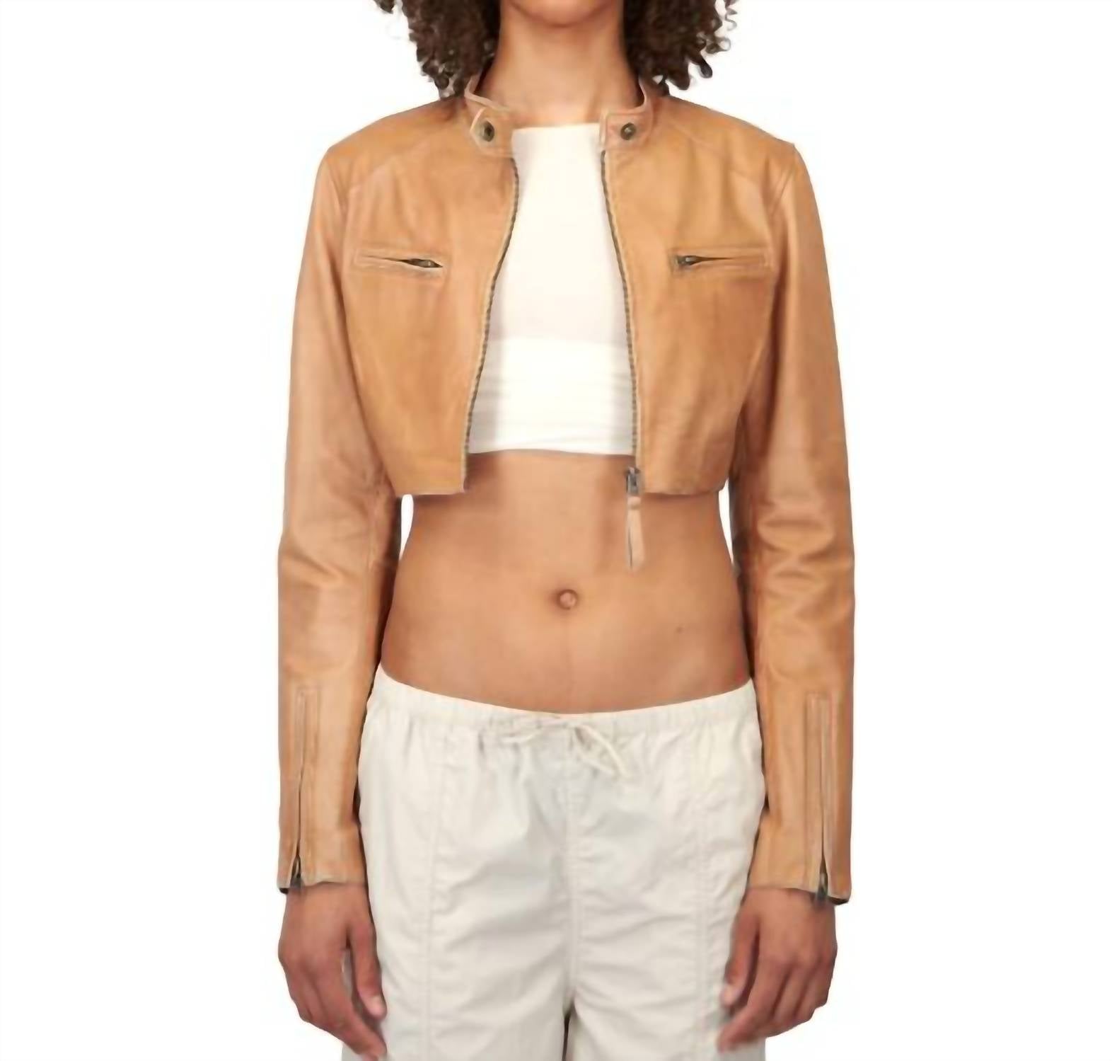 Jakett - Cropped Vespa Patina Leather Jacket