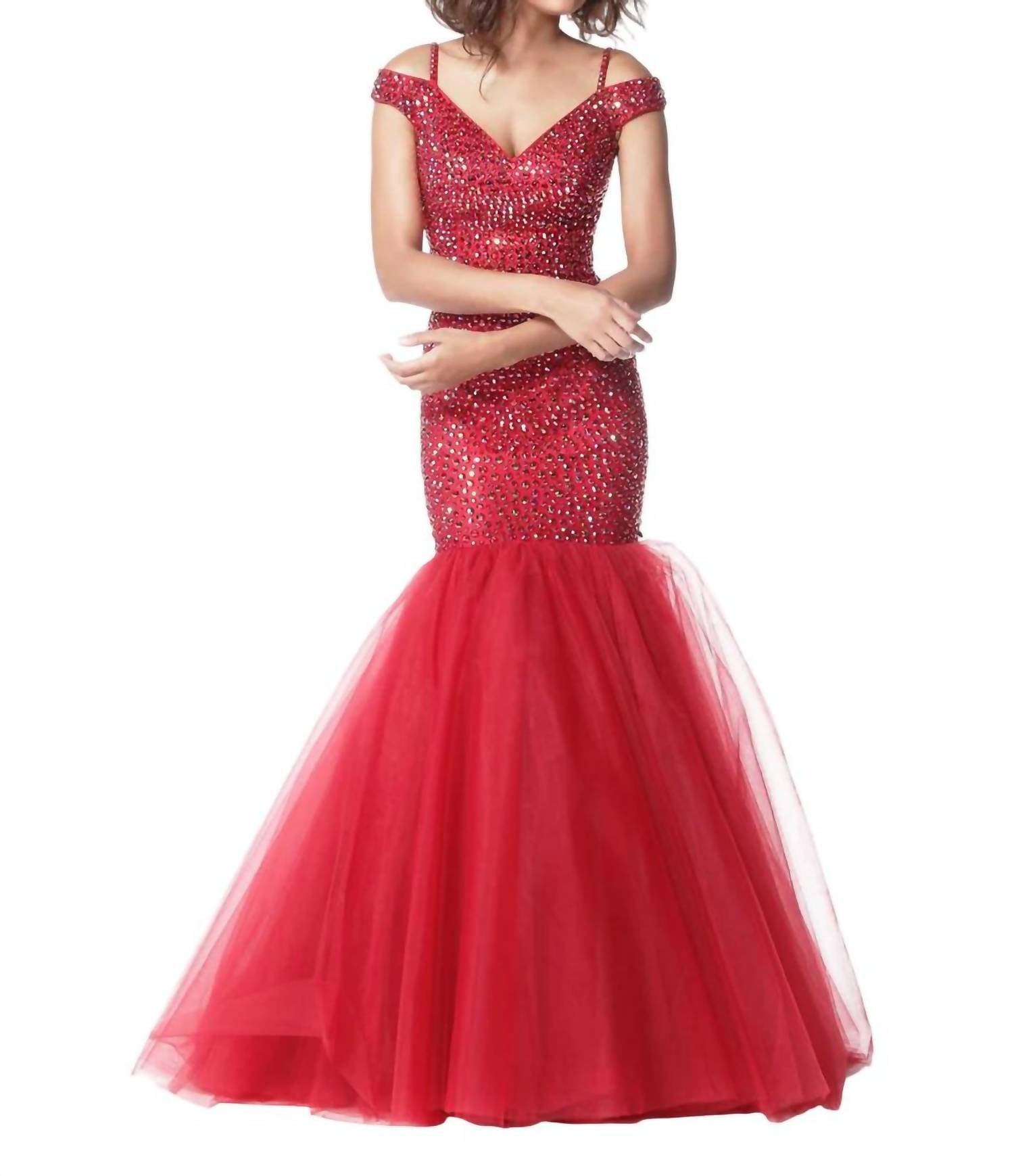 Sherri Hill - Off-Shoulder Mermaid Prom Dress