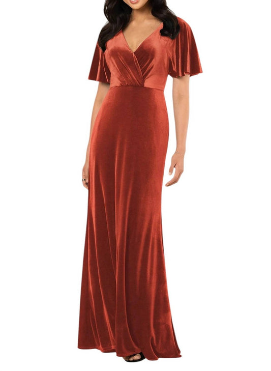 Sorella Vita - Luxe Velvet Bridesmaid Dress with Flutter Sleeves and Back Detail