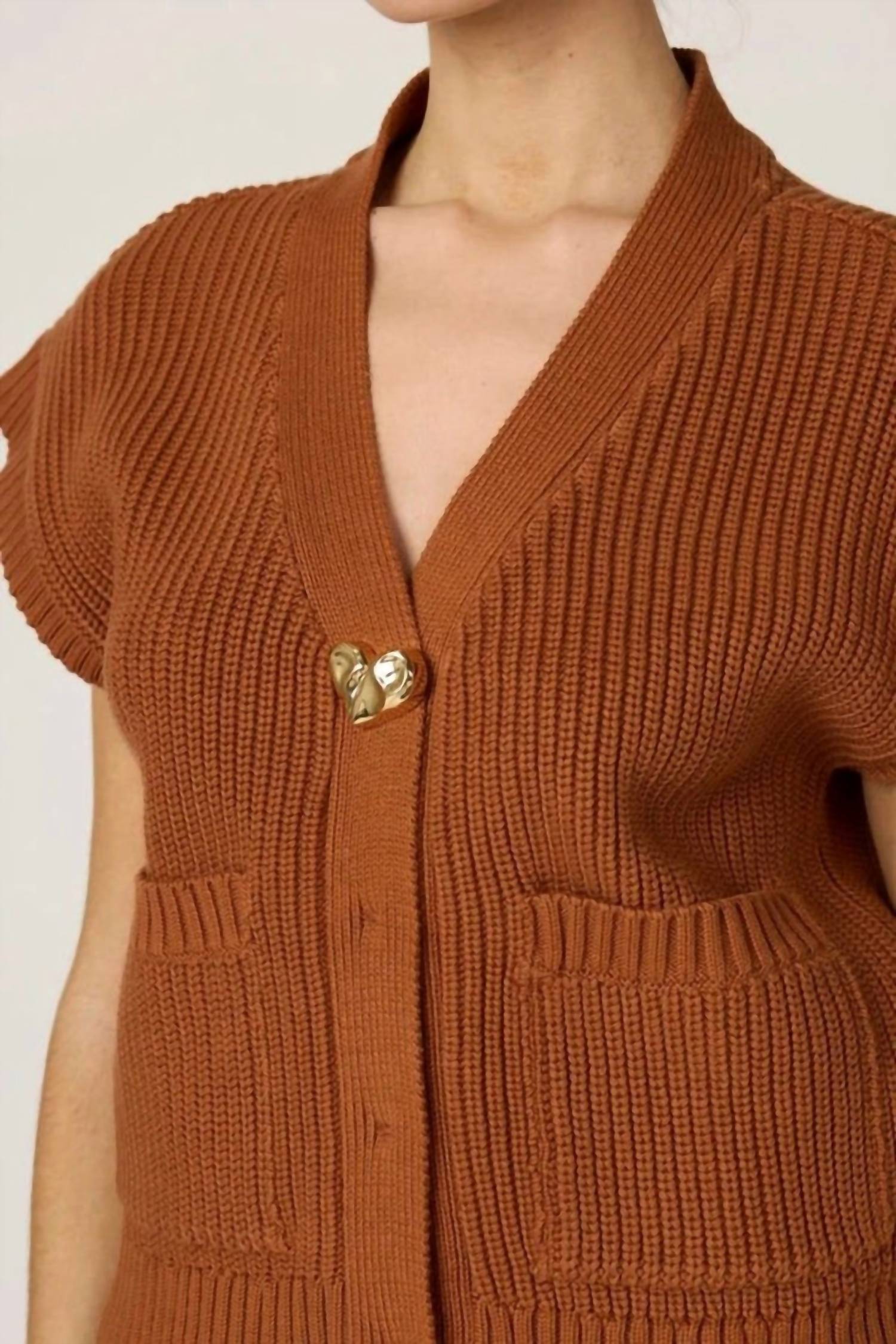 Cleobella Cuore Sweater Vest in clay 2 - women's sweater - alternate view