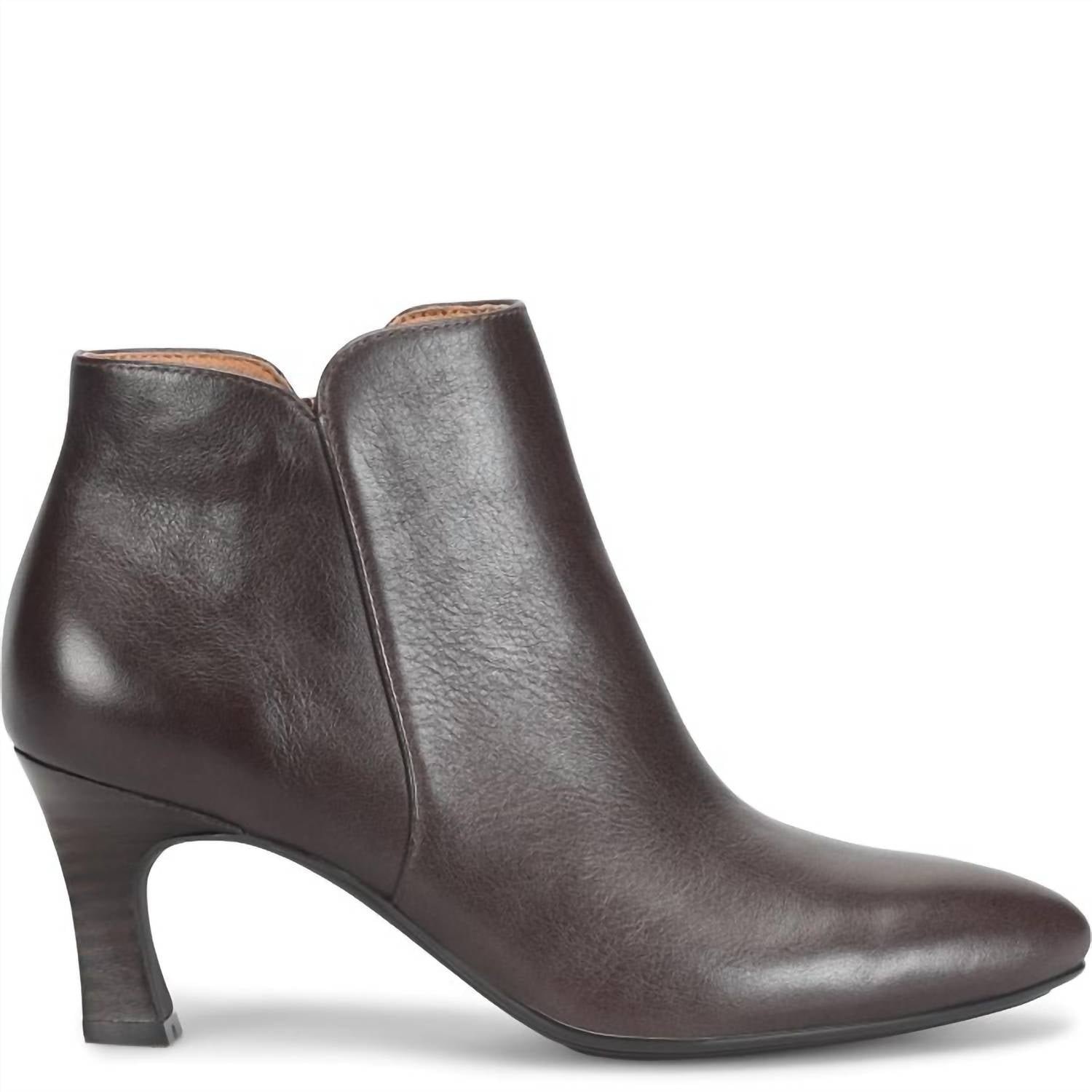 Sofft Women's Sasha Bootie in chocolate brown - women's shoe - detail view