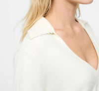 French Connection - Sloane Knit Pearl Collared Sweater