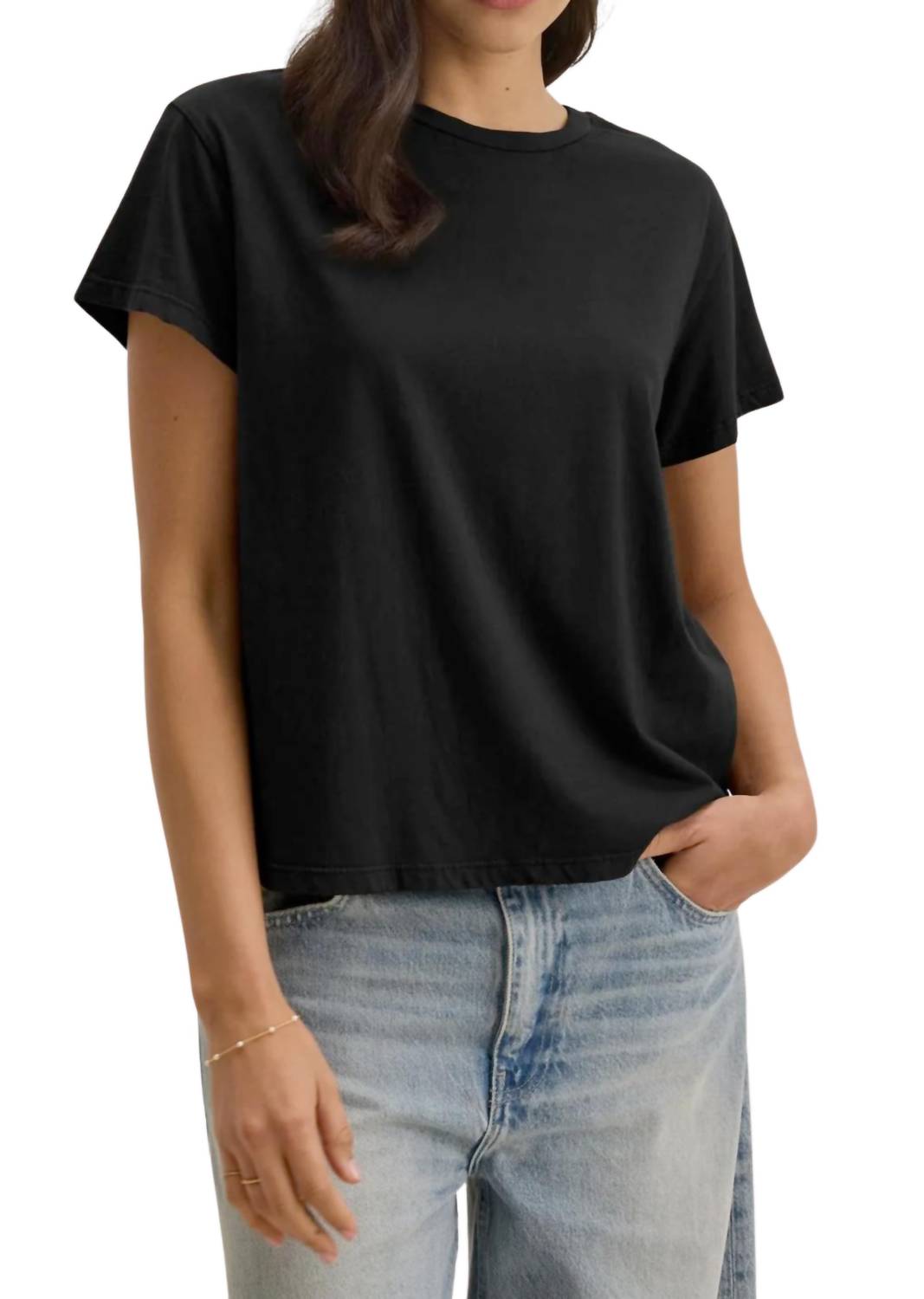 Velvet by Graham & Spencer Topanga Crewneck Tee in black - women's t-shirt - detail view