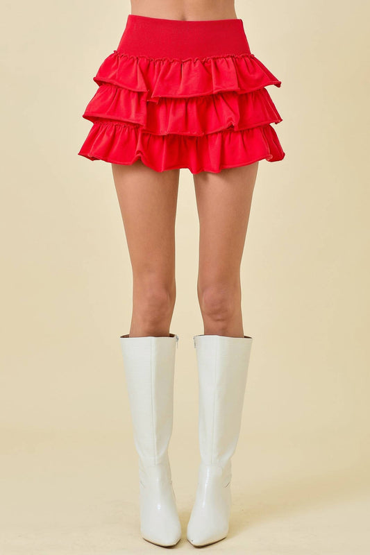 Day + Moon - Multi Tiered Knit Mini Skort