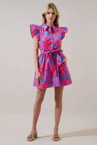 Sugarlips - Meira Floral Maia Ruffle Collared Dress