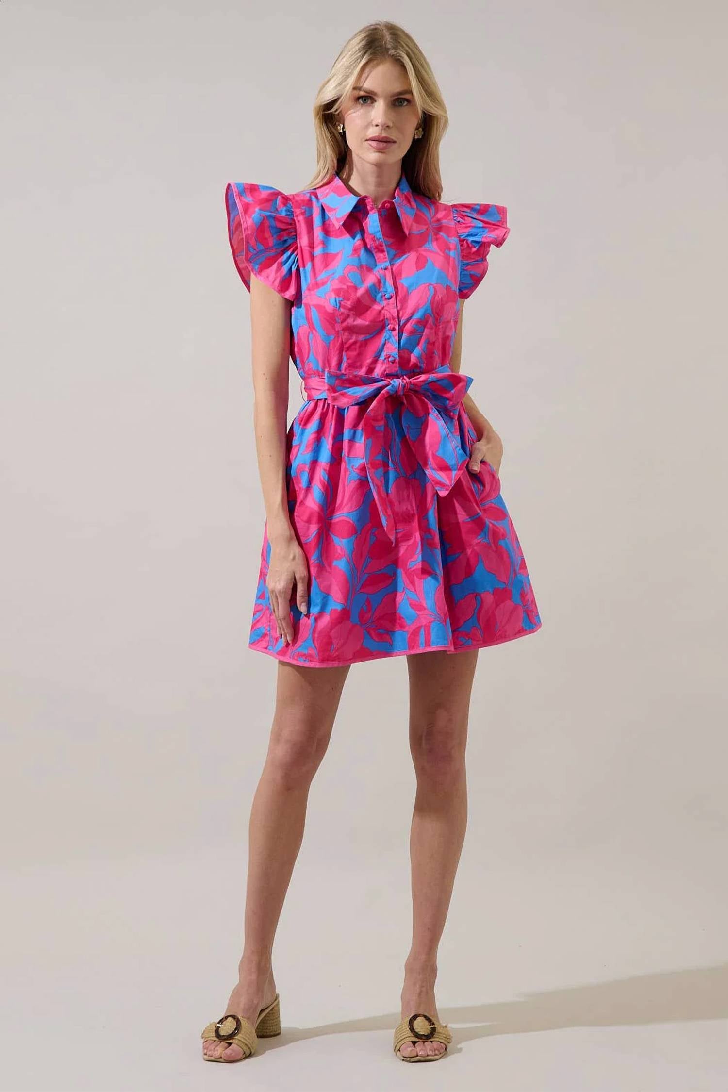 Sugarlips - Meira Floral Maia Ruffle Collared Dress