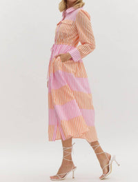 entro Gwen Midi Dress in pink - women's dress - detail view