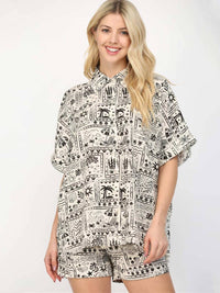 Fate - Tropical Print Drawstring Shorts