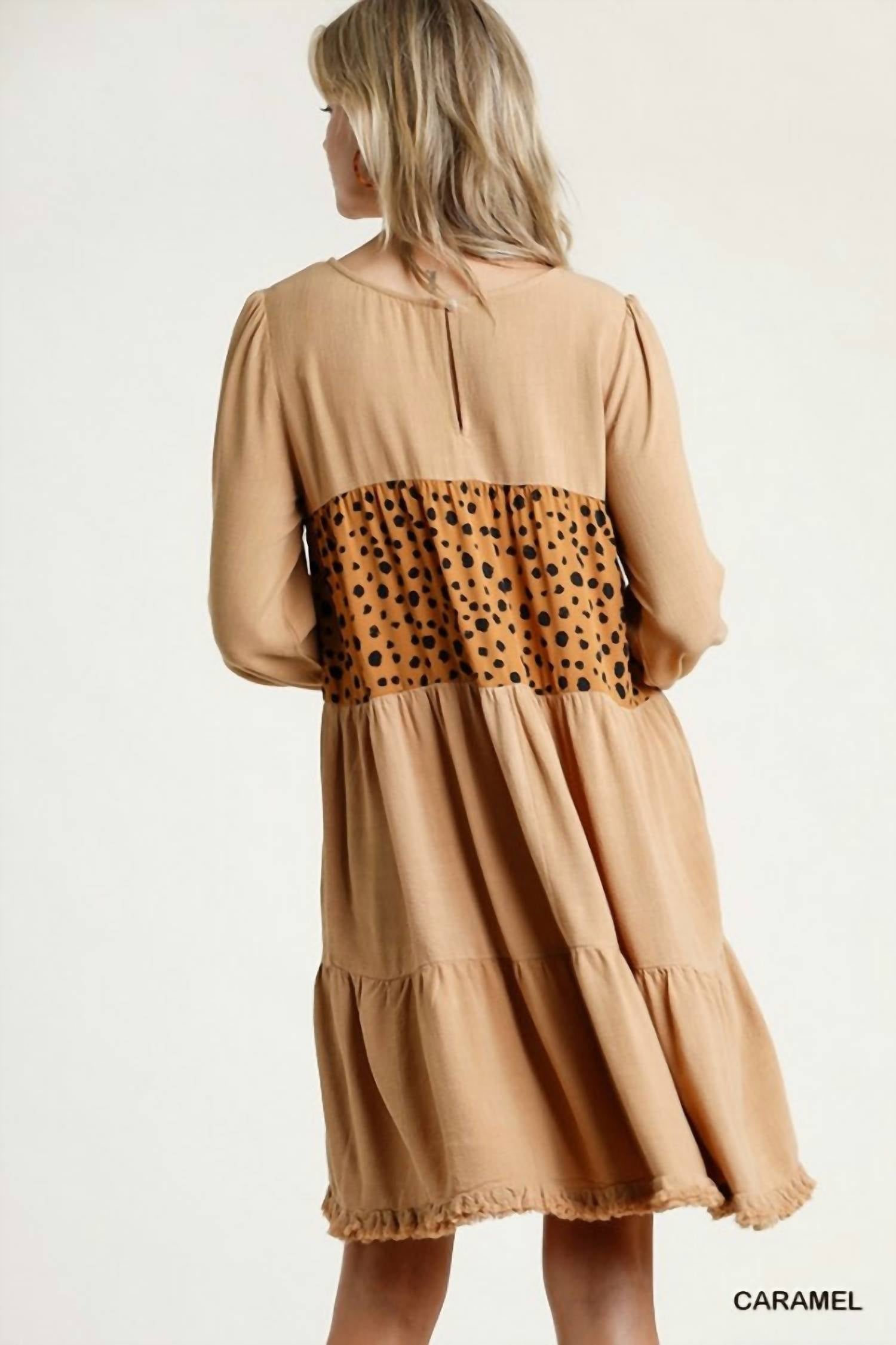 Umgee - Spotted Tiered Fringe Dress