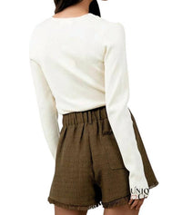 Whiteroom+Cactus - Amanda Chain Closure Ribbed Knit Top