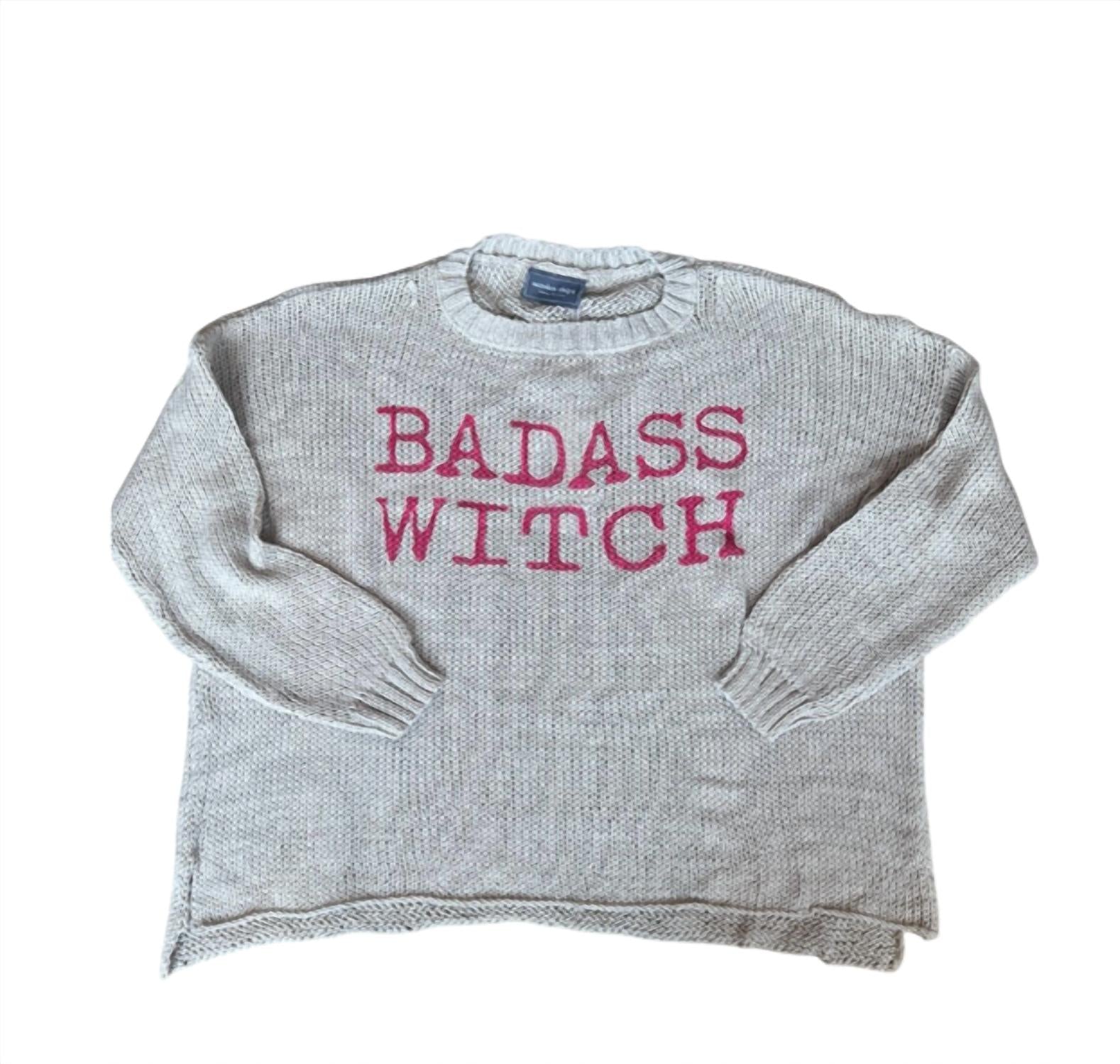 Wooden Ships Women Badass Witch Knit Crewneck Sweater in dark grey - women's sweater