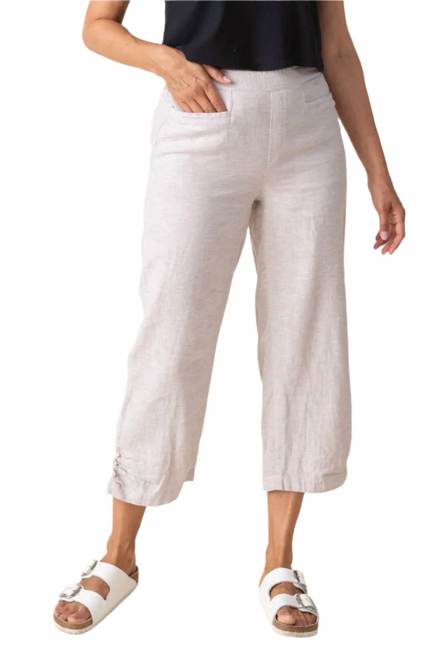 Habitat - Solid Pleat Button Capri Pants