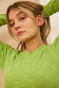 ANOTHER GIRL Open Back Check Midi Dress in green - women's dress - alternate view