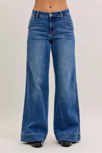 Judy Blue - Darcy Mid Rise Wide Leg Trouser Jeans